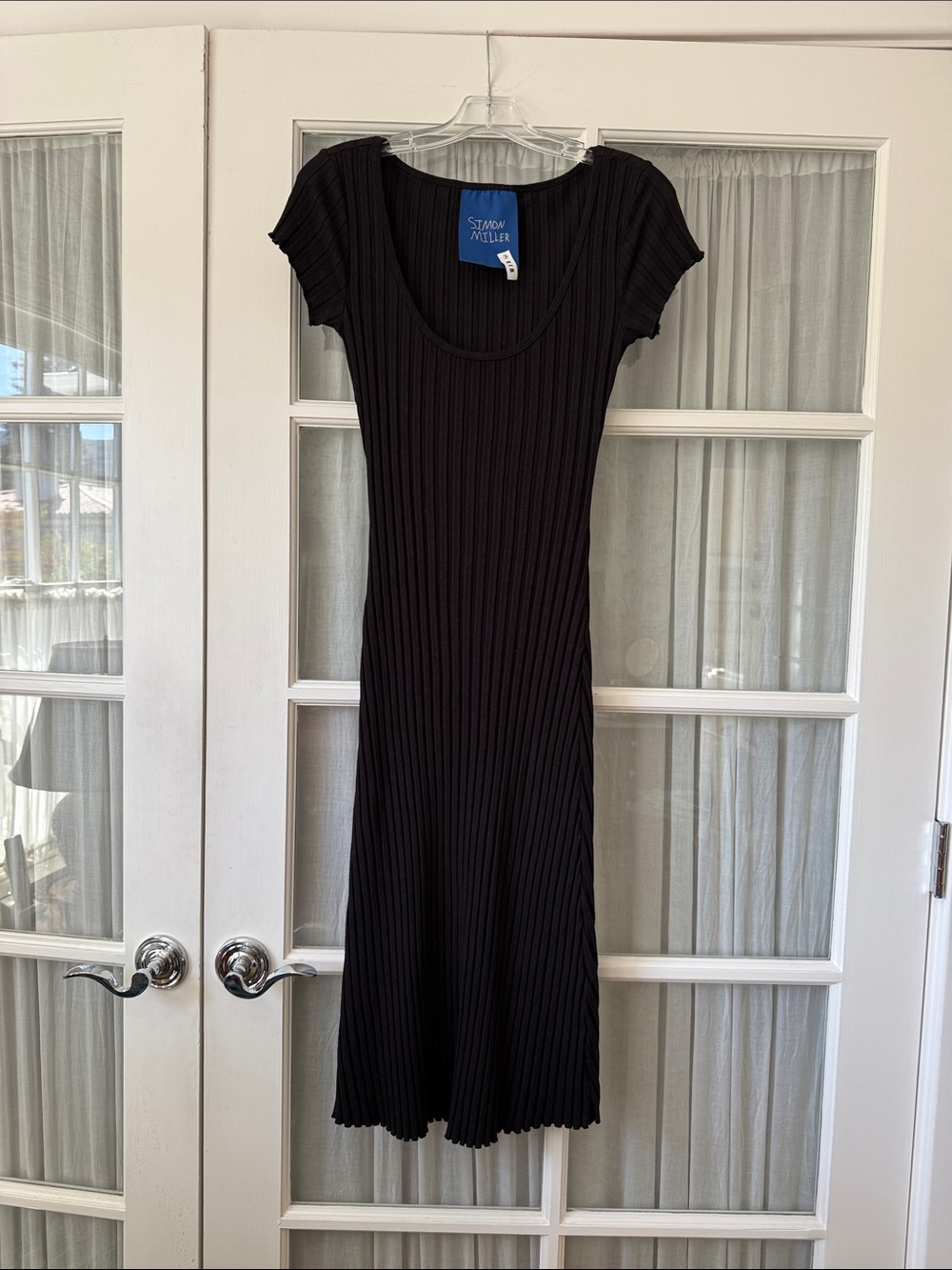Black Ribbed Scoop Neck Dress